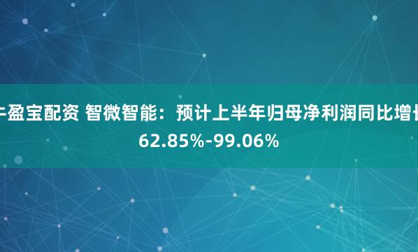牛盈宝配资 智微智能：预计上半年归母净利润同比增长62.85%-99.06%